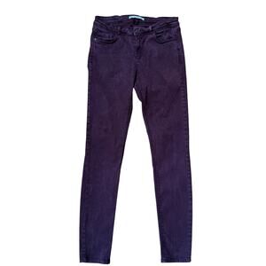 Zara Trafaluc Denim Jeans SZ 10 Aubergine Purple Acid Wash Skinny Stretch